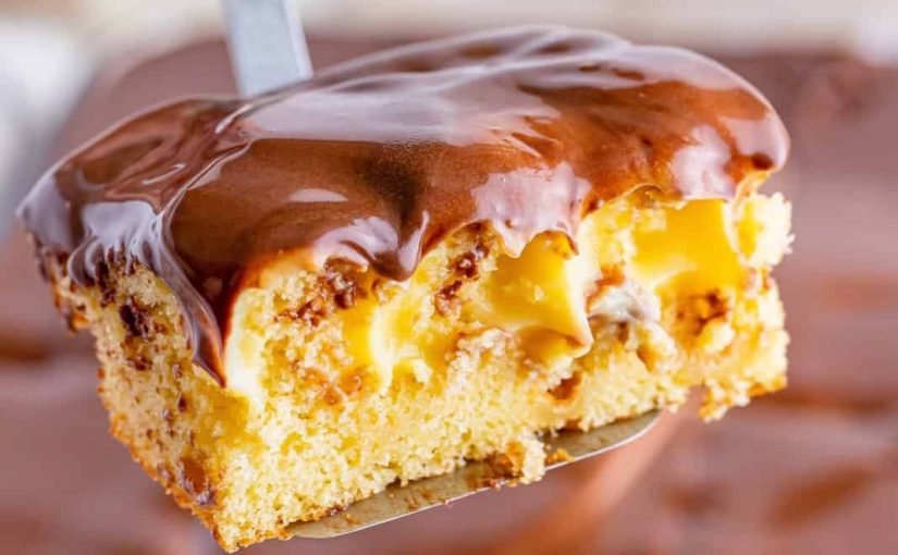 Boston Cream Poke Cake